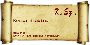 Kossa Szabina névjegykártya